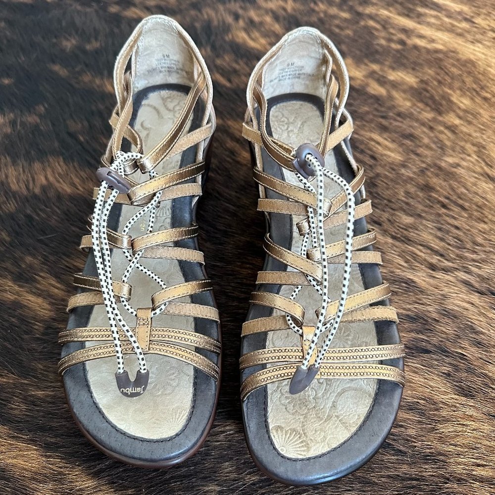 Jambou Leather Strappy Sport Wedge Sandals